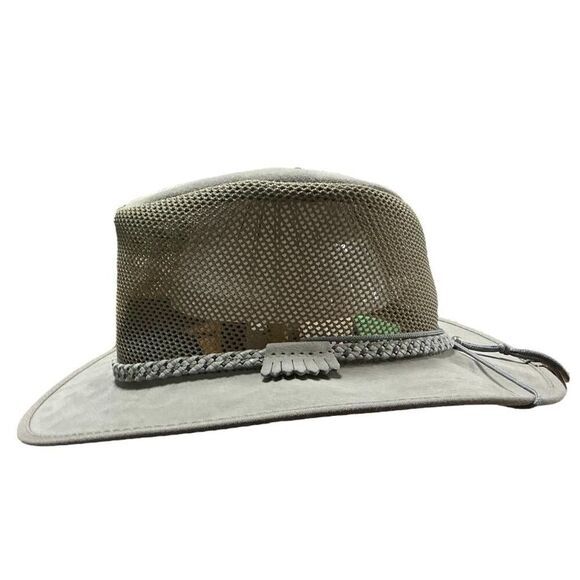 Monterey Bay Breeze Hat Mens L Gray Suede Mesh Breeze Mesh Sun Outback Style - Picture 1 of 9